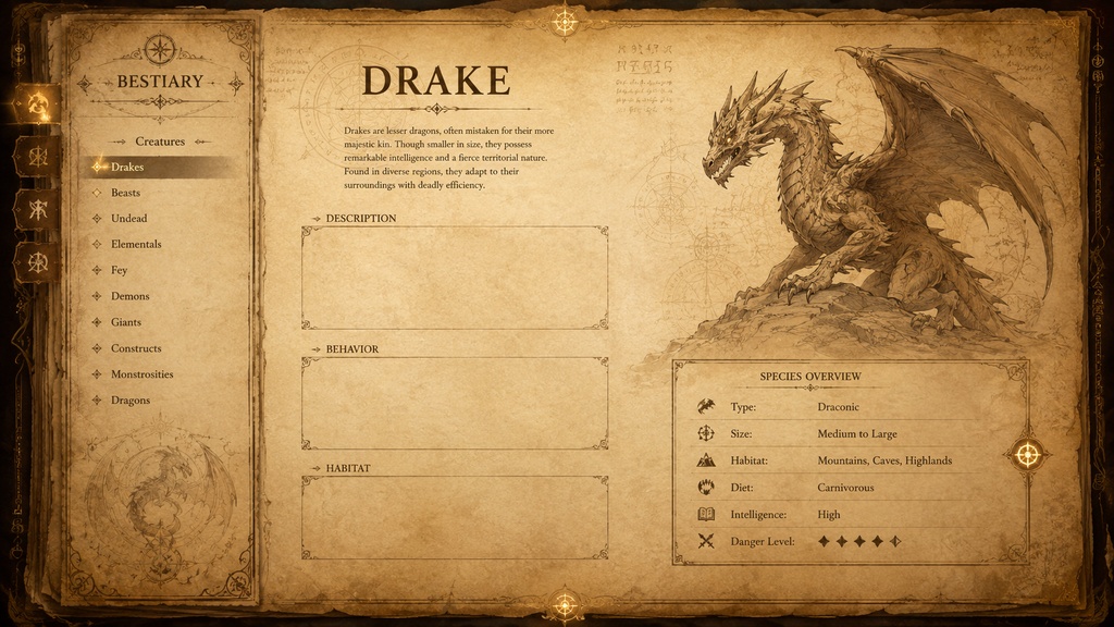 ファンタジーRPG UIテンプレートセット|羊皮紙風インターフェース素材集(5種 / Fantasy RPG UI Template Pack)
