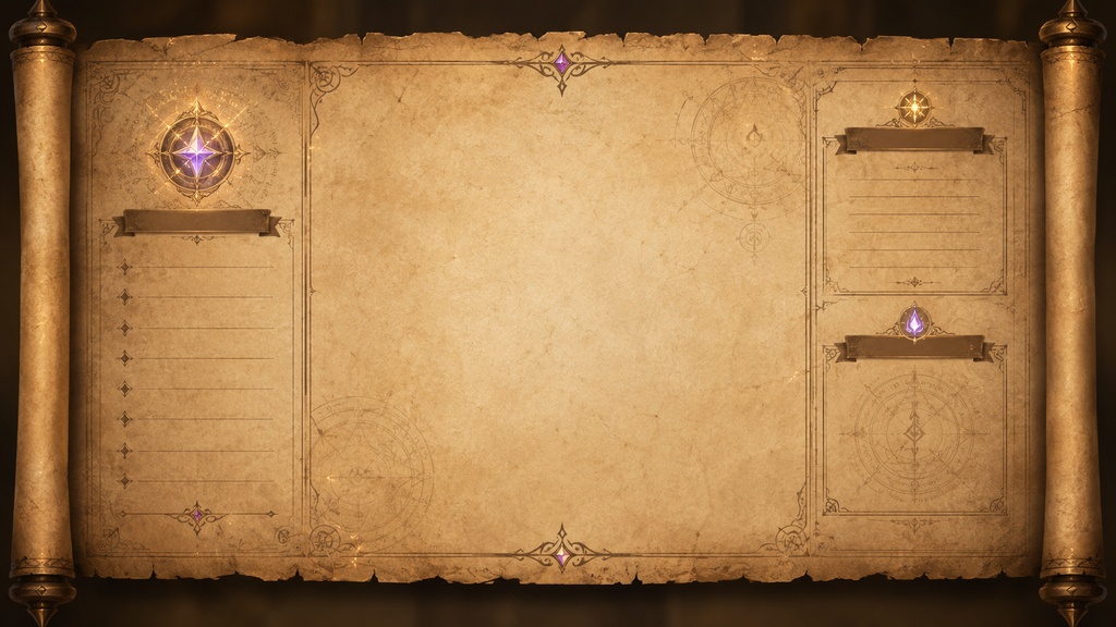 ファンタジーRPG UIテンプレートセット|羊皮紙風インターフェース素材集(5種 / Fantasy RPG UI Template Pack)