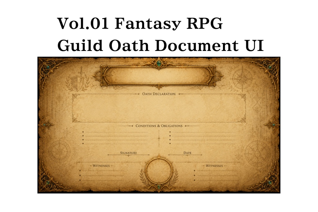 Fantasy RPG Guild Oath Document UI Vol.01|幻想ギルド誓約書・契約文書素材