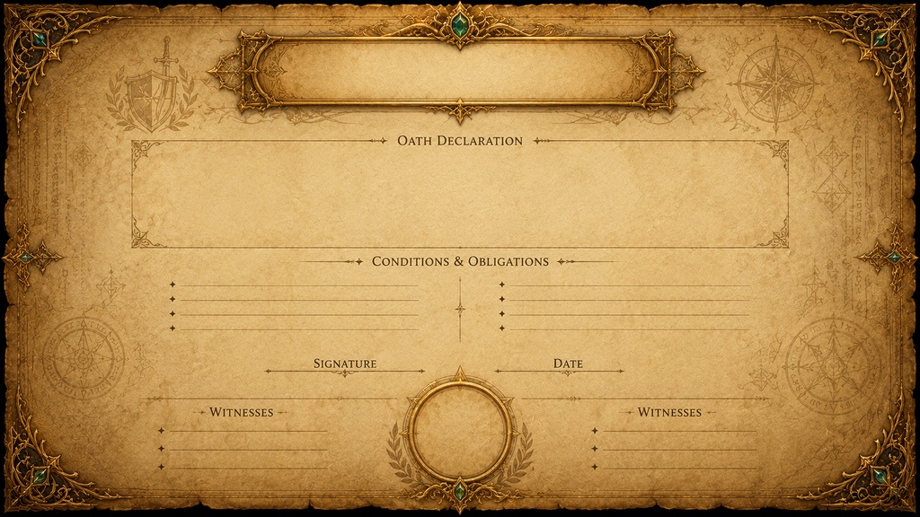 Fantasy RPG Guild Oath Document UI Vol.01|幻想ギルド誓約書・契約文書素材