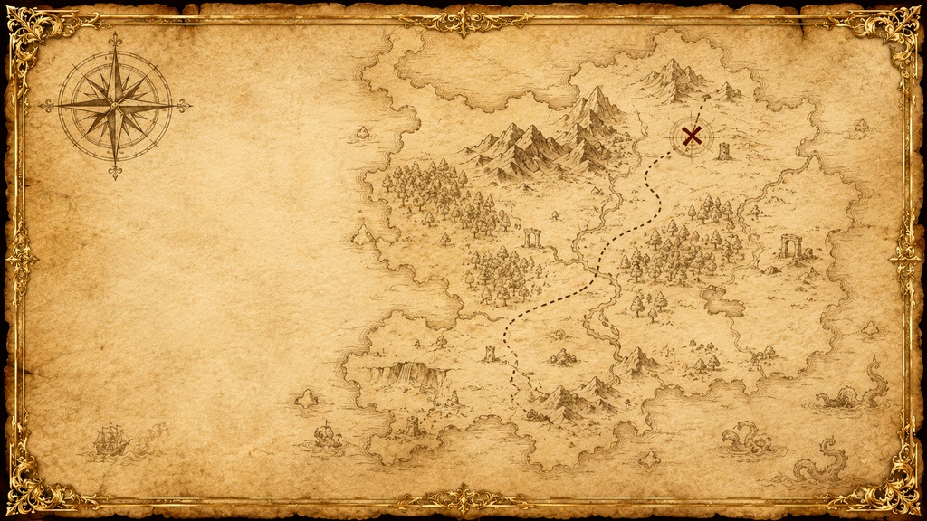 Vol.05 Fantasy RPG Ancient Treasure Map Parchment