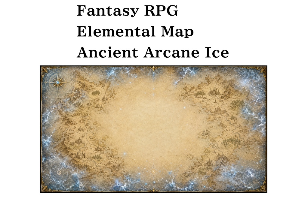TRPG・RPG用 ファンタジー世界地図背景素材 古代魔法氷結版 Ancient Arcane Ice