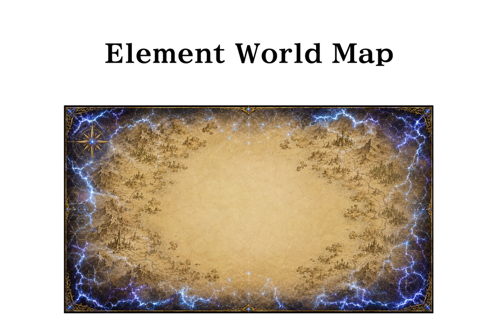 Fantasy RPG Elemental World Map  Ancient Thunder Arcane World Map Background | TRPG・RPG素材