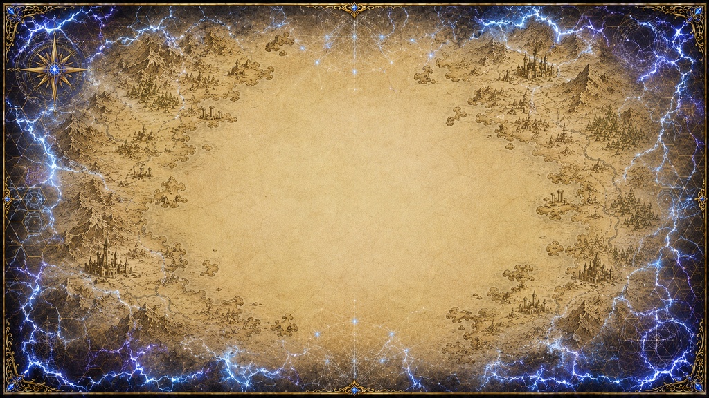 Fantasy RPG Elemental World Map Ancient Thunder Arcane World Map Background | TRPG・RPG素材
