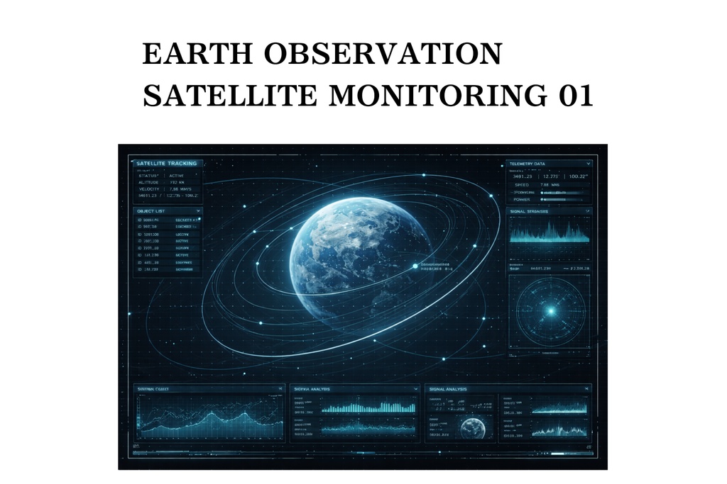 地球観測・衛星監視UI 01|SF・宇宙系16:9背景素材