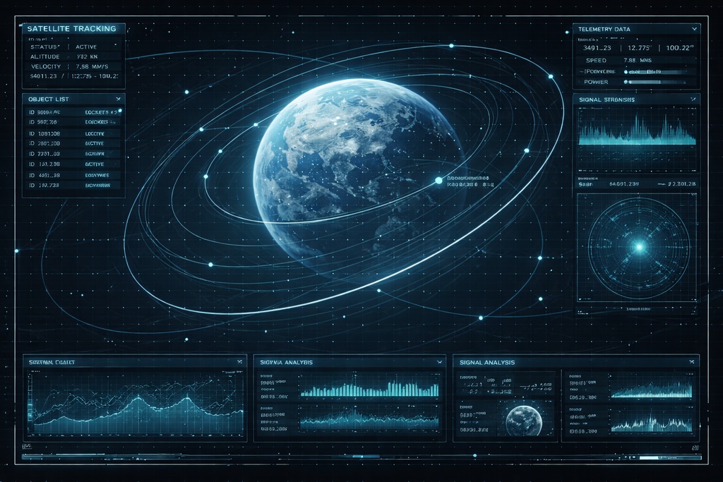 地球観測・衛星監視UI 01|SF・宇宙系16:9背景素材