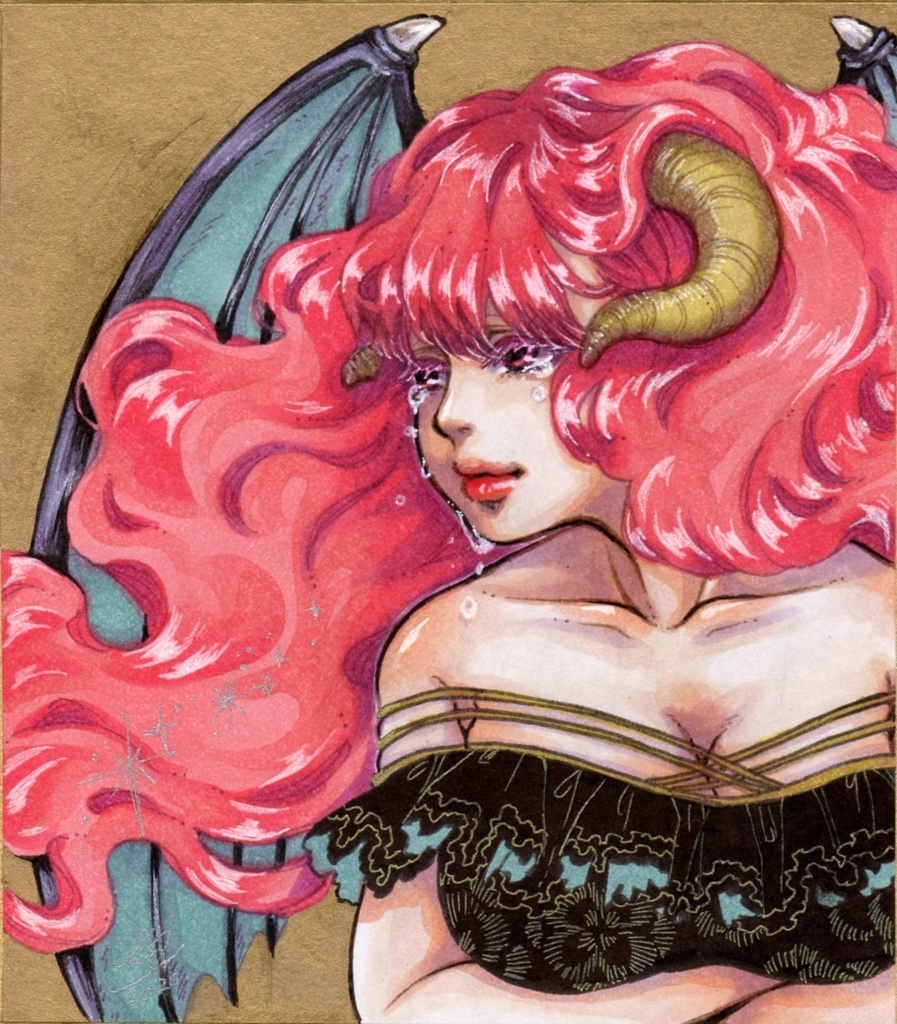 ミニ色紙原画「妹を守るため悪魔になった姉」