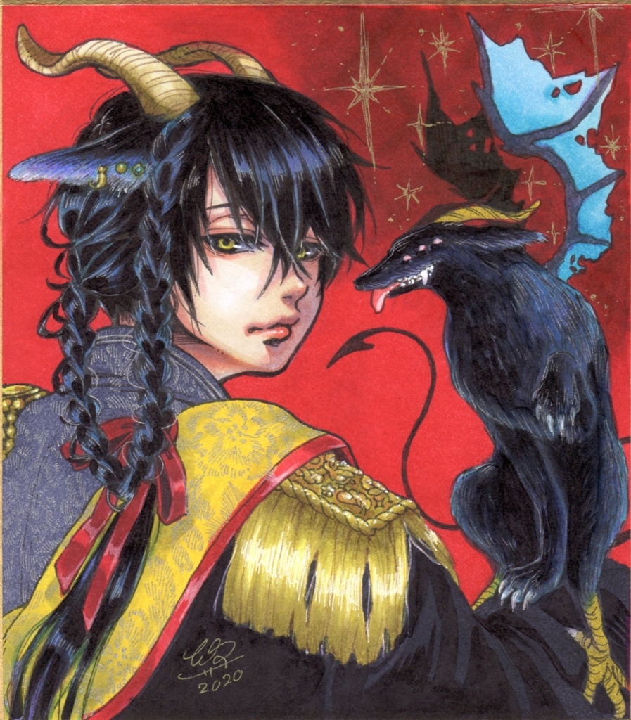 ミニ色紙原画「姉妹の父親を殺した悪魔」