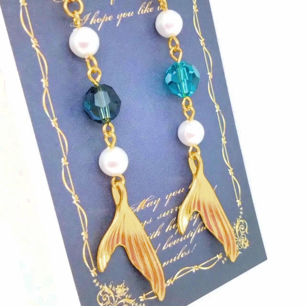 人魚の耳飾り 尾びれ ピアス イヤリング ツイステッドワンダーランド オクタヴィネル寮 ゴールドver.