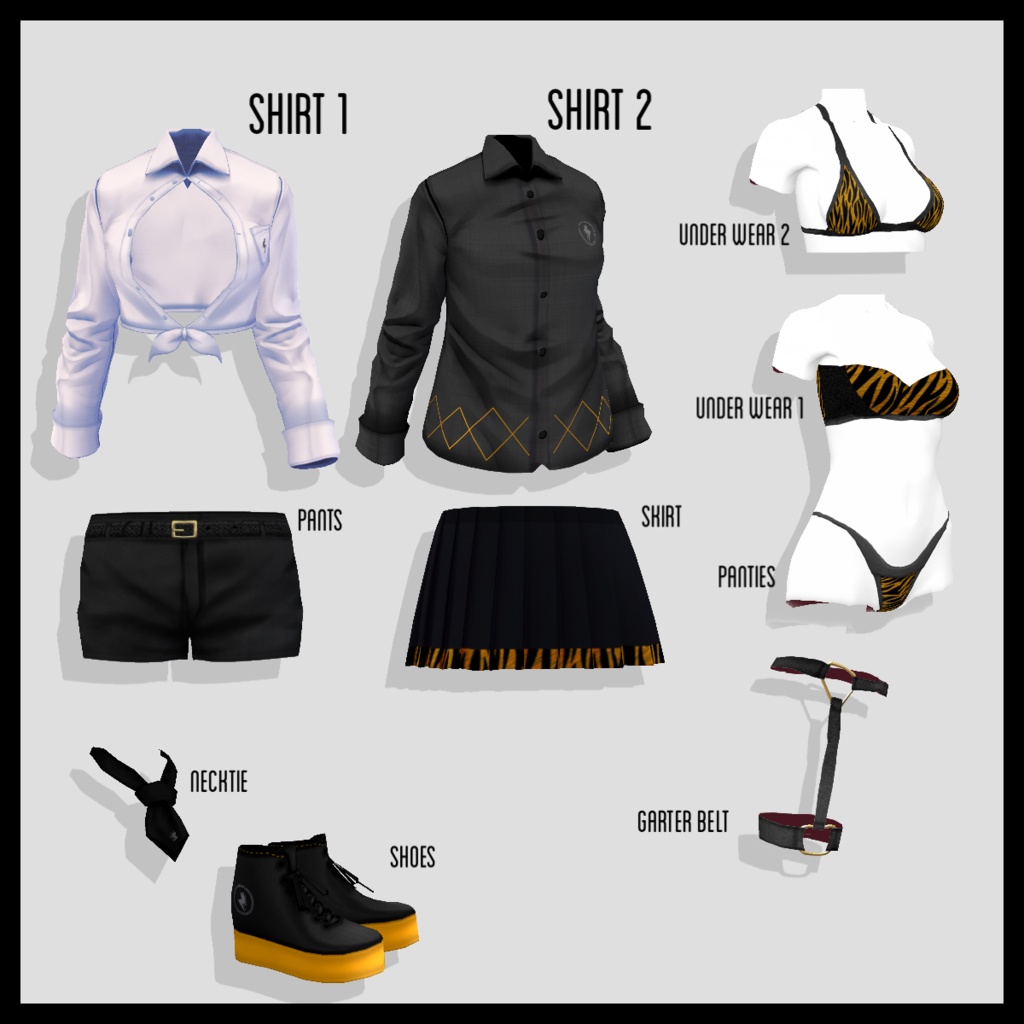 【無料】前開きシャツ&虎柄インナーセット