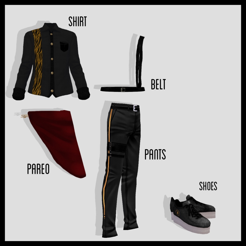 【無料】虎柄シャツ&サスペンダーベルトセット