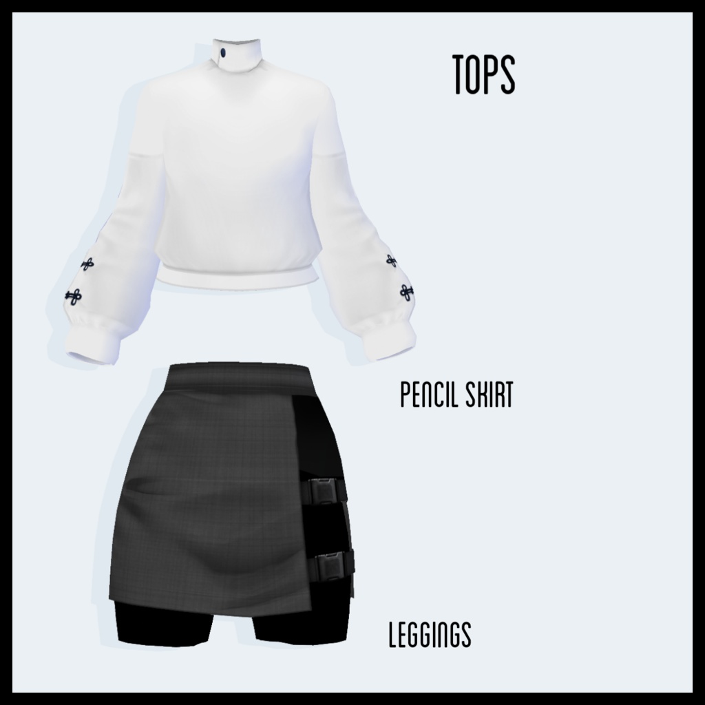 【無料版有】チャイナボタンハイネックスウェット&サイドバックルスカート