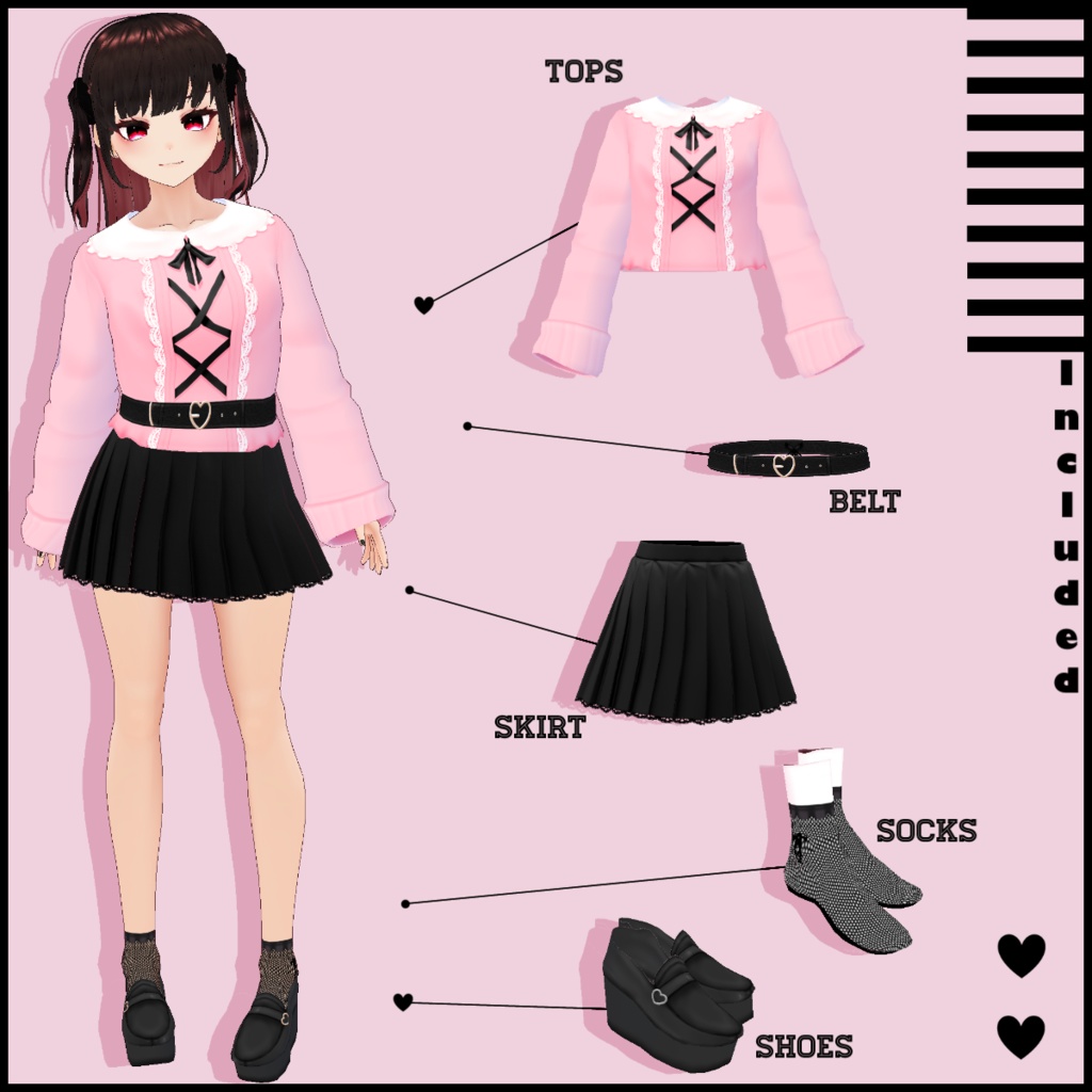 【無料】フリルカラーだぼ袖トップスコーデセット