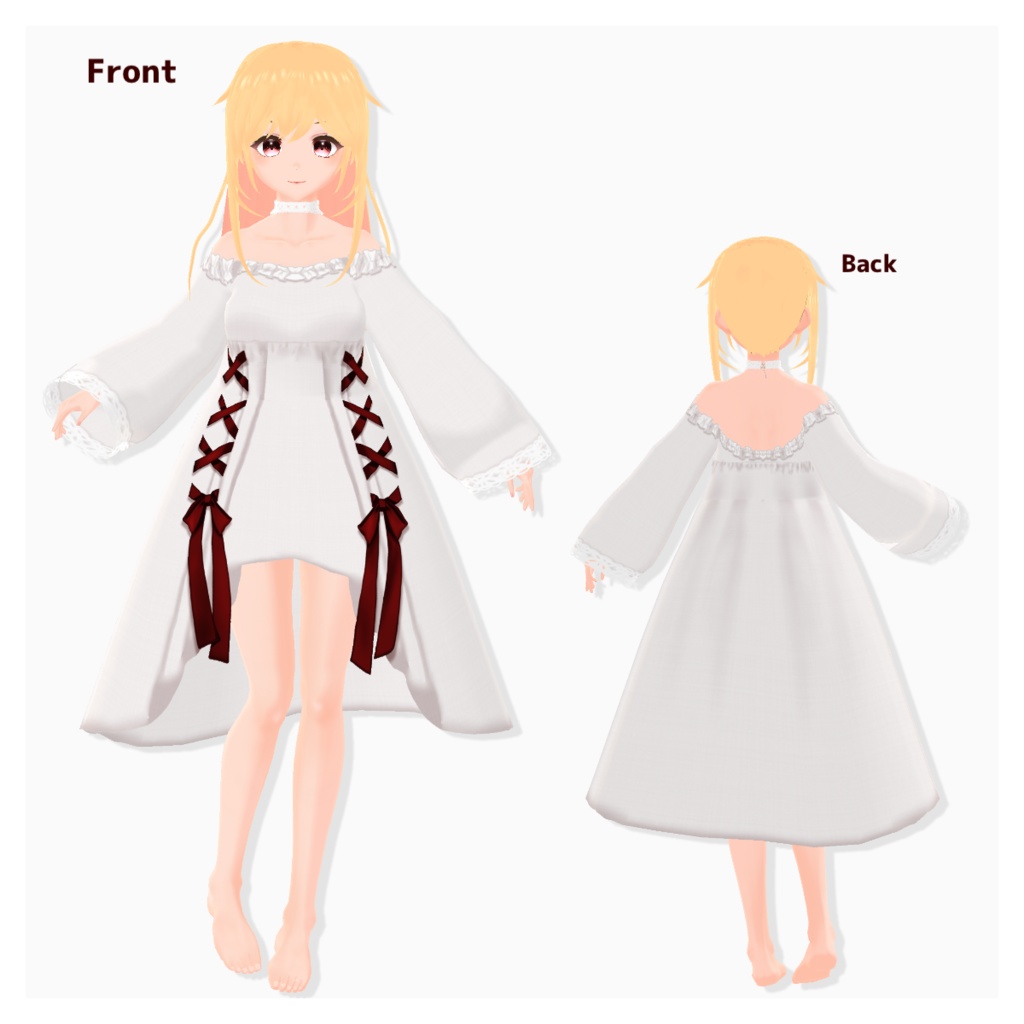 【無料版有】クロスリボンオフショルダーミニワンピ