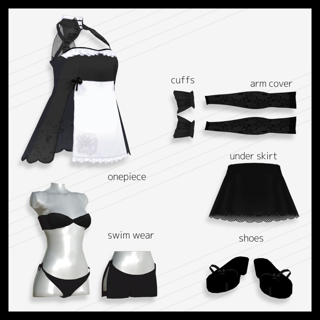 【無料版有り】チャイナ×メイドスイムウェア