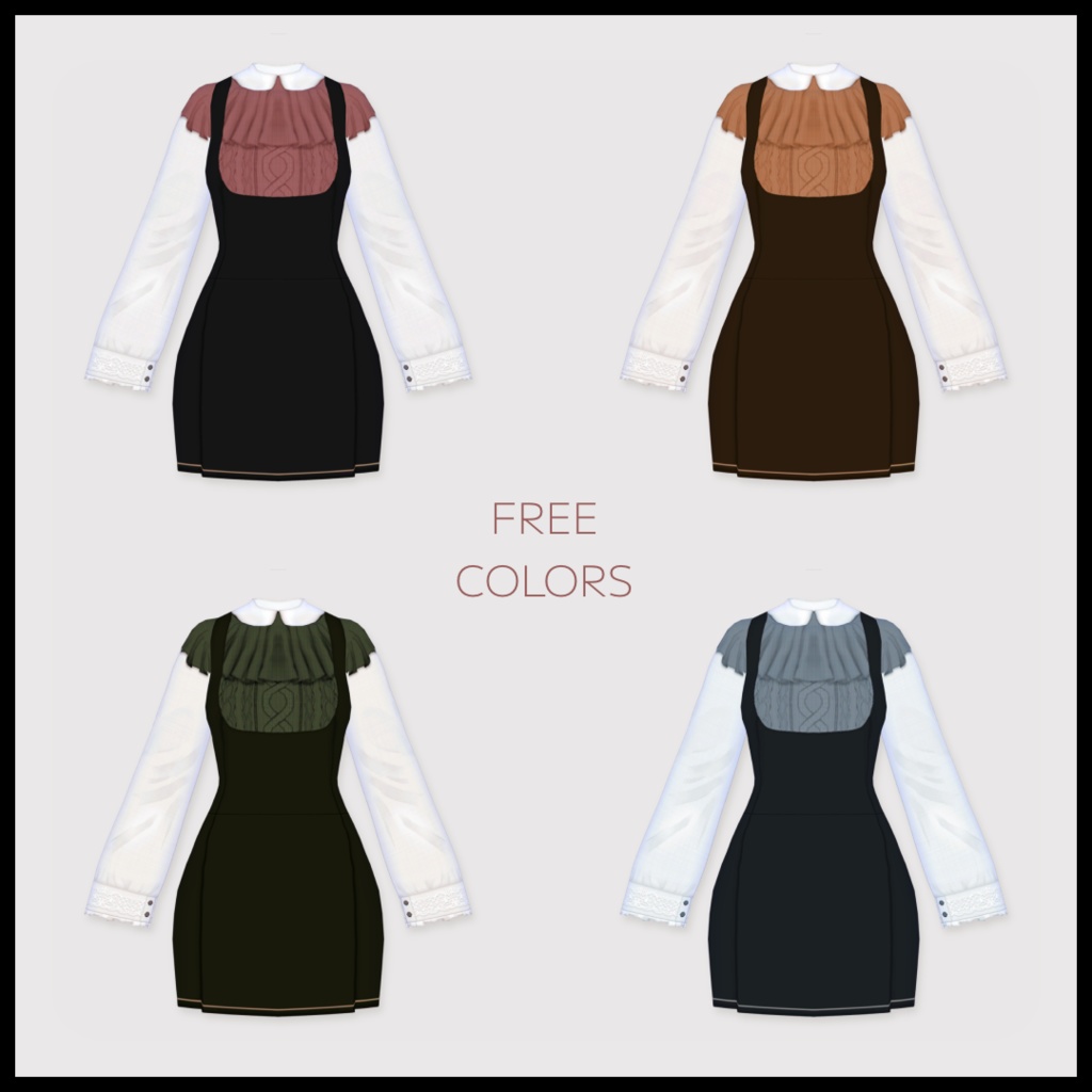 【無料版有】丸襟ニットトップス&ミニサロペットスカート