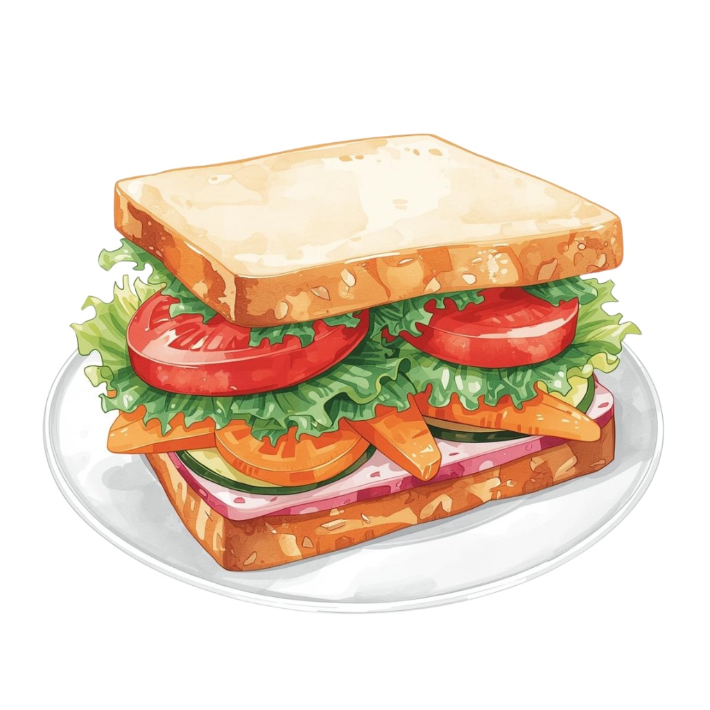 【PNG素材】大人可愛い朝ごはんクリップアートセット(全8種/水彩スタイル/背景透過)