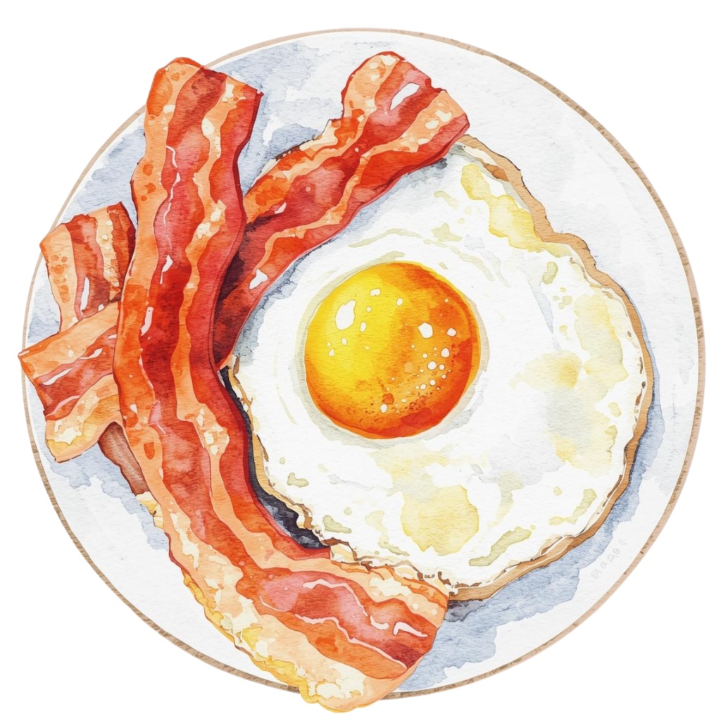 【PNG素材】大人可愛い朝ごはんクリップアートセット(全8種/水彩スタイル/背景透過)