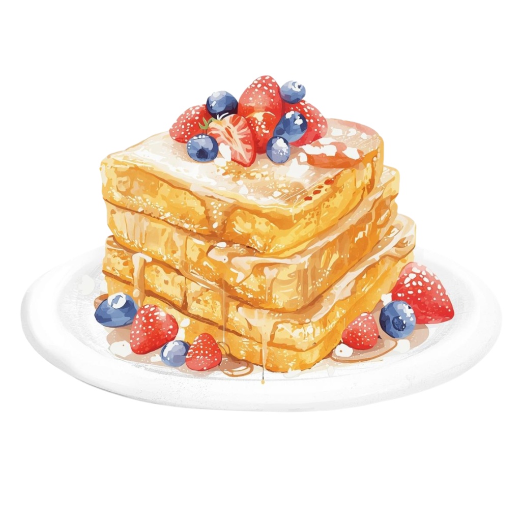 【PNG素材】大人可愛い朝ごはんクリップアートセット(全8種/水彩スタイル/背景透過)