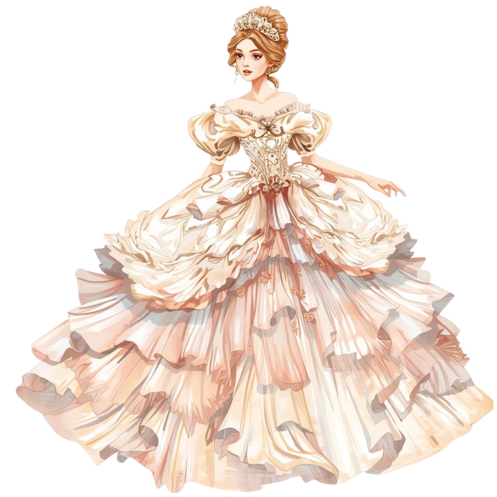 【PNG素材】大人可愛いプリンセスクリップアートセット(全8種/水彩スタイル/背景透過)