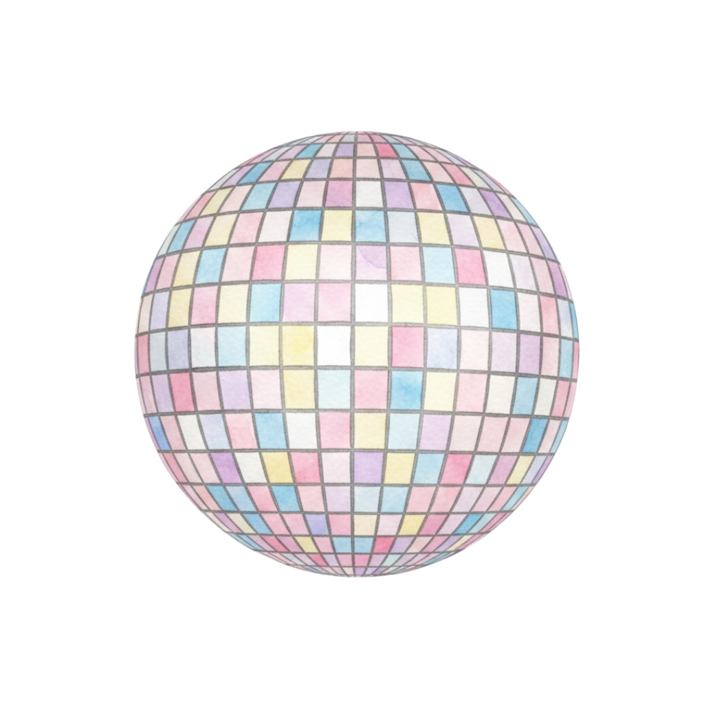 【PNG素材】大人可愛いディスコクリップアートセット(全12種/水彩スタイル/背景透過)