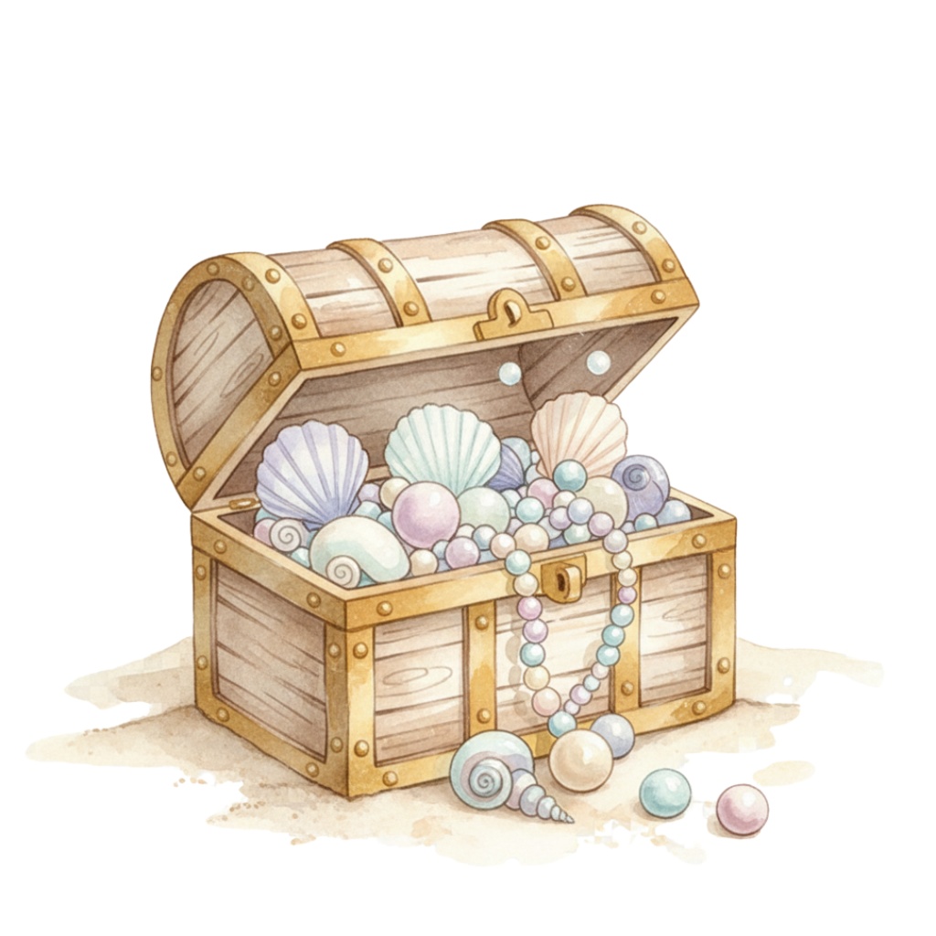 【PNG素材】大人可愛いマーメイドクリップアートセット(全15種/水彩スタイル/背景透過)