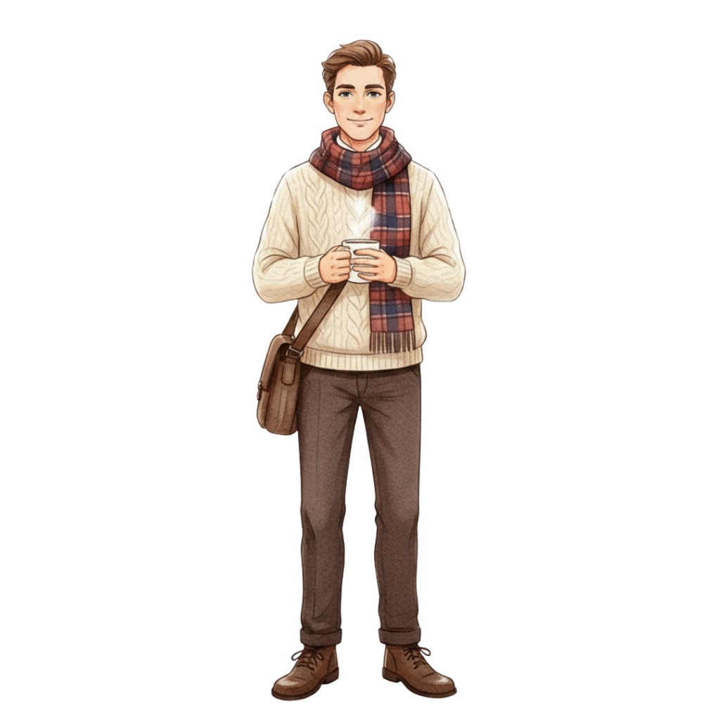 【PNG素材】大人可愛いウィンターカフェクリップアートセット(全15種/水彩スタイル/背景透過)