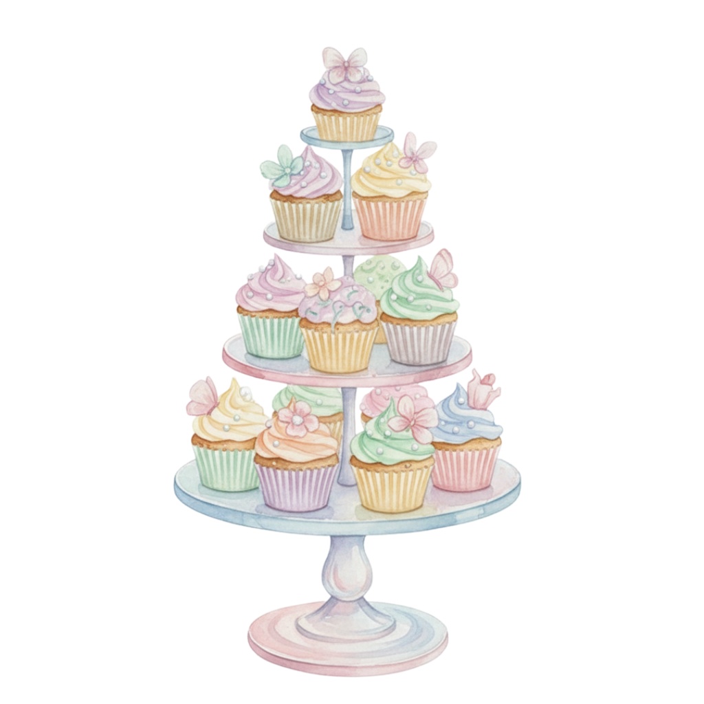 【PNG素材】大人可愛いドリーミースイーツクリップアートセット(全15種/水彩スタイル/背景透過)