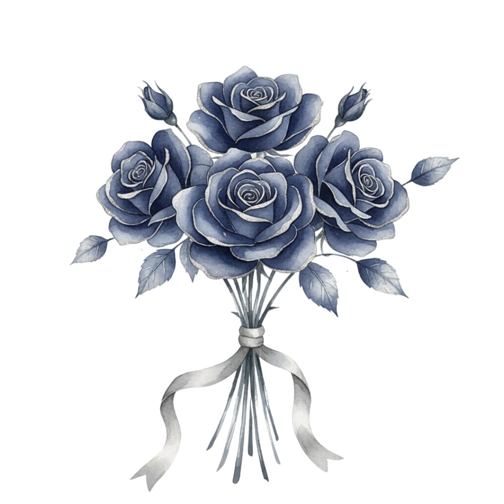 【PNG素材】大人可愛いネイビーなアリスの世界クリップアートセット(全15種/水彩スタイル/背景透過)