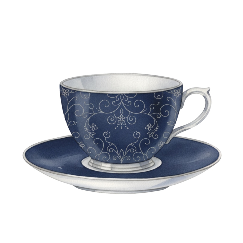 【PNG素材】大人可愛いネイビーなアリスの世界クリップアートセット(全15種/水彩スタイル/背景透過)