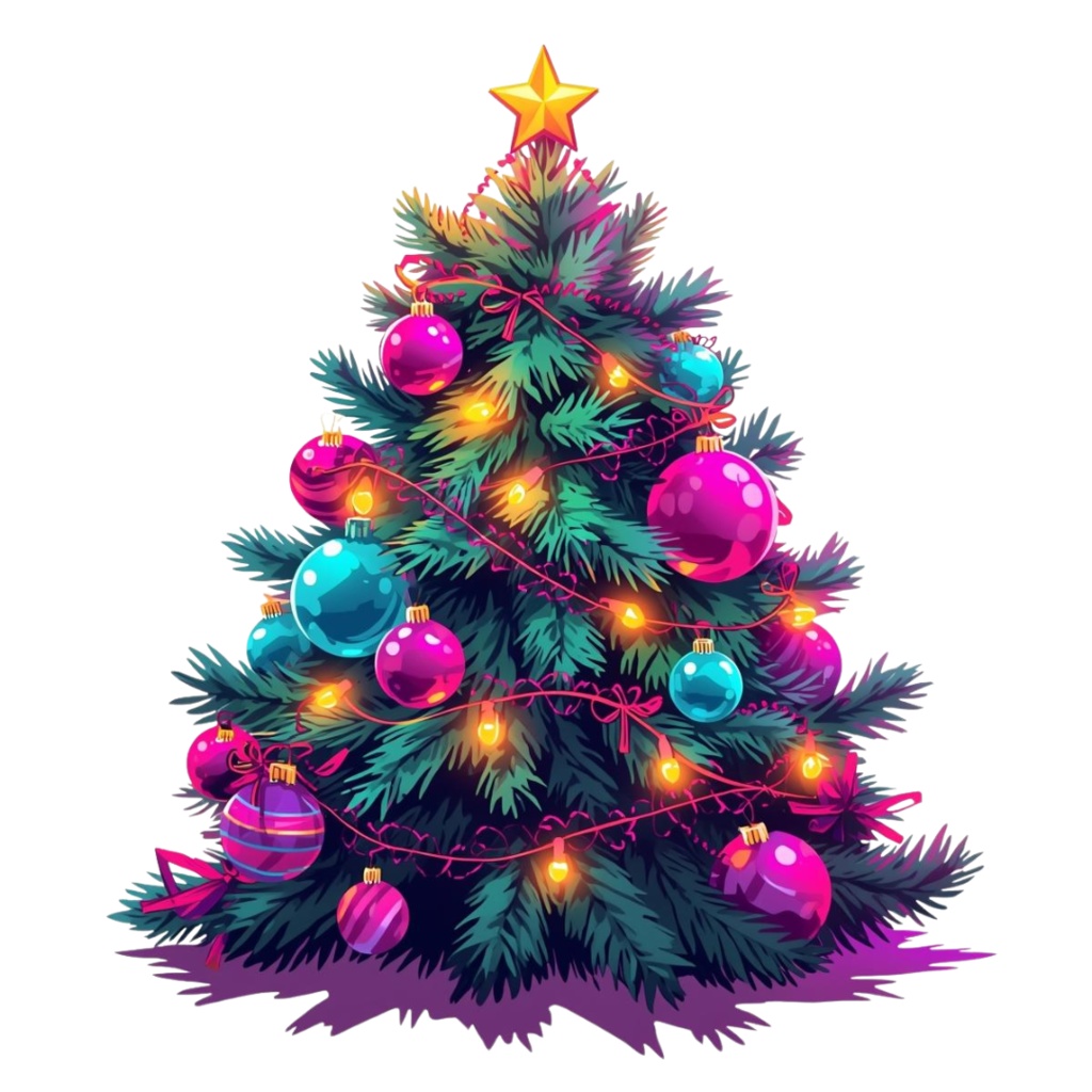 【PNG素材】大人可愛いポップネオンクリスマスクリップアートセット(全15種/レトロポップ/背景透過)