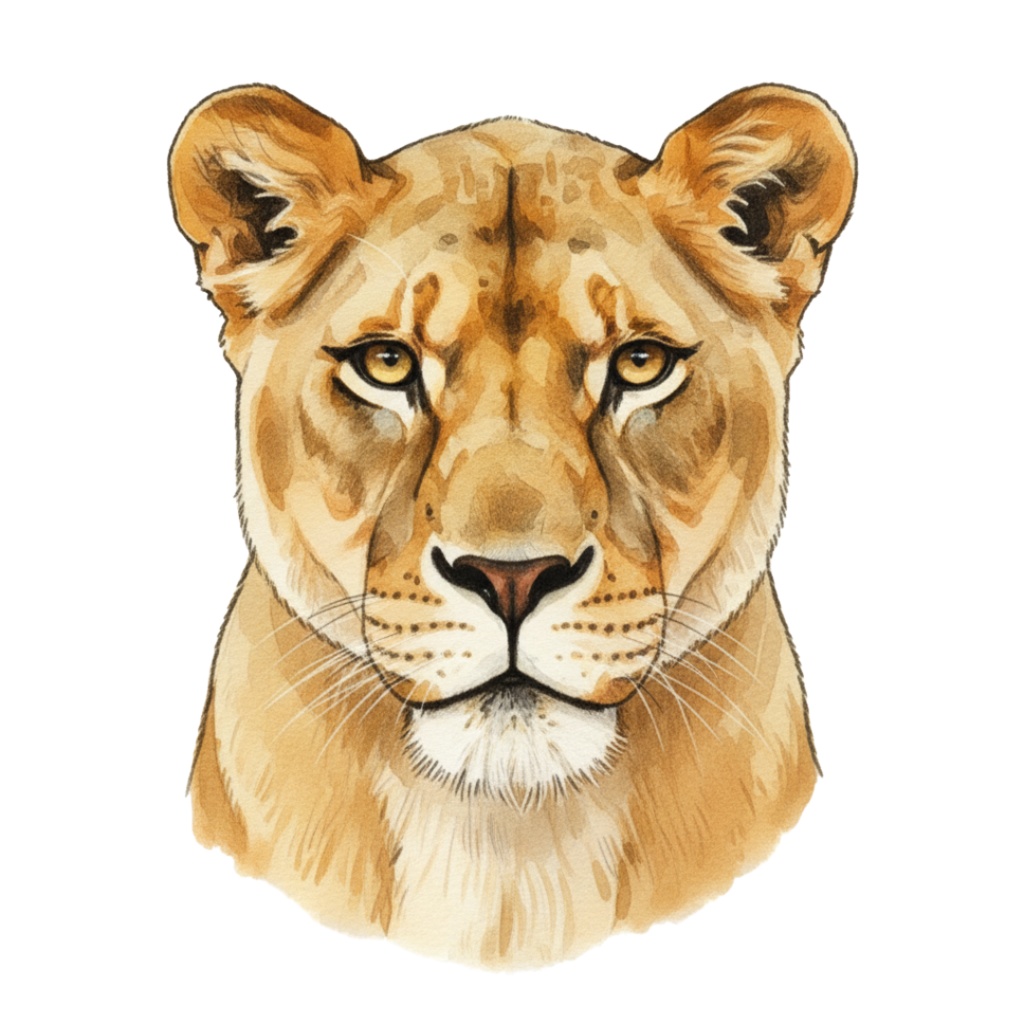 【PNG素材】大人可愛いワイルドアニマルリップアートセット(全15種/水彩スタイル/背景透過)