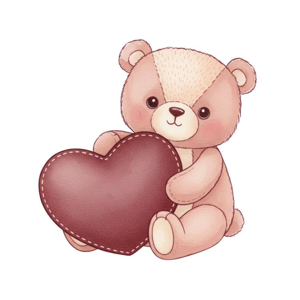 【PNG素材】大人可愛いスイートテディベアクリップアートセット(全15種/水彩スタイル/背景透過)