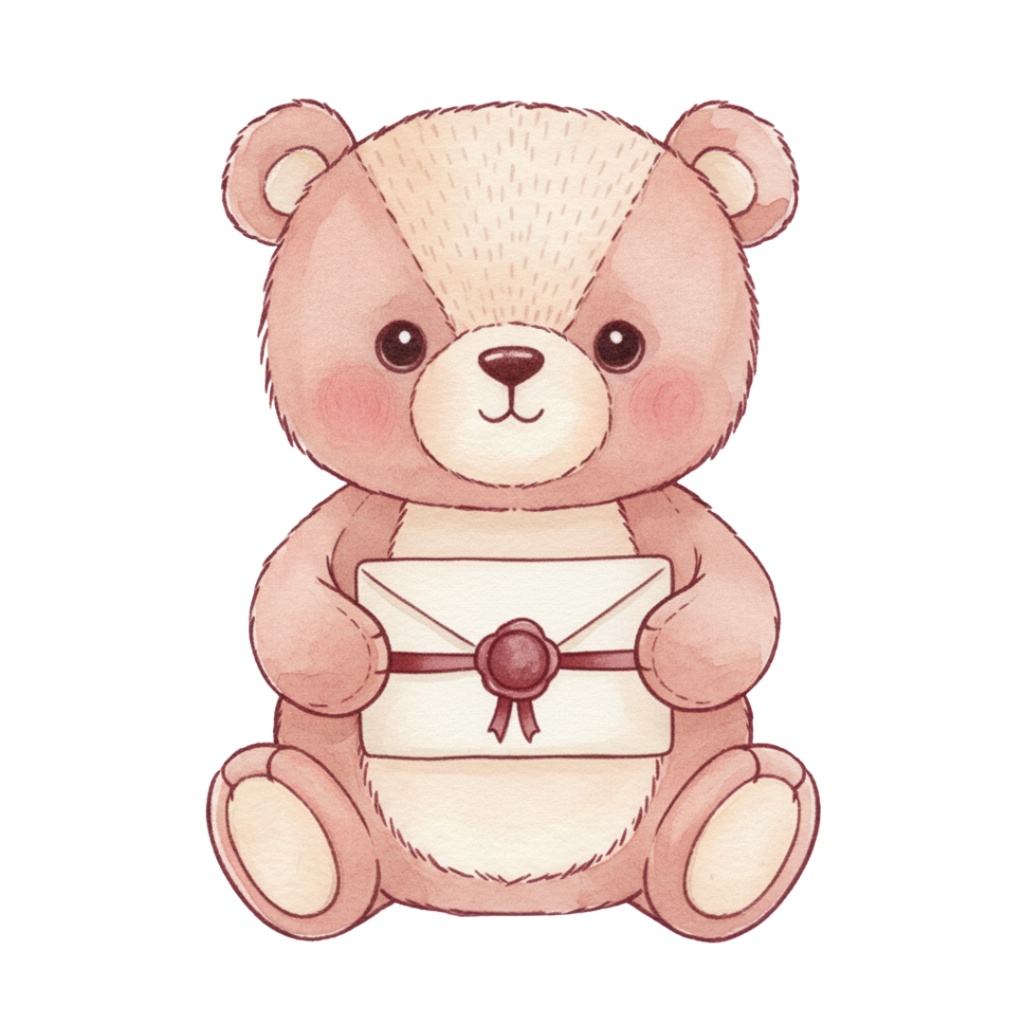 【PNG素材】大人可愛いスイートテディベアクリップアートセット(全15種/水彩スタイル/背景透過)