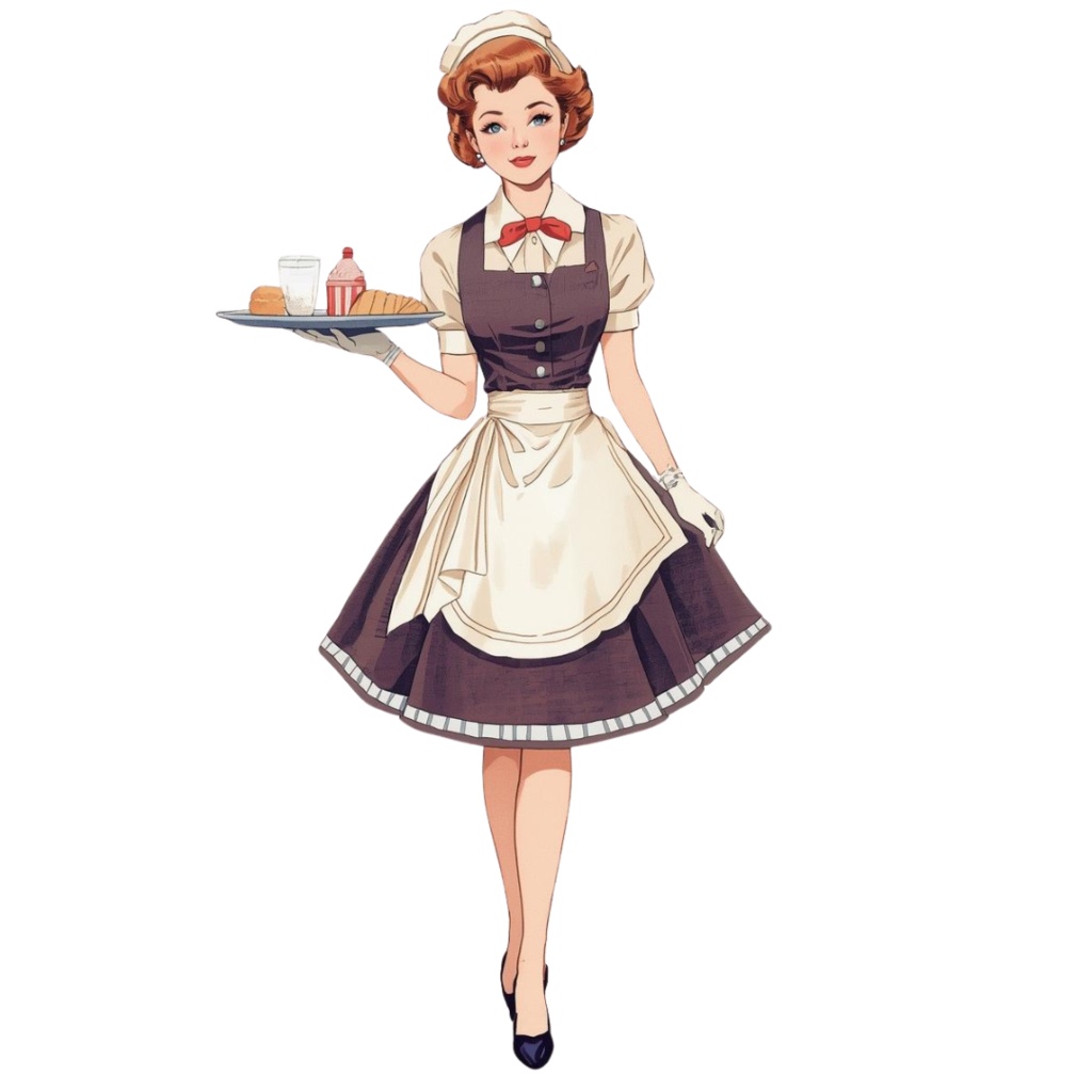 【PNG素材】大人可愛いレトロアメリカンダイナークリップアートセット(全15種/ヴィンテージスタイル/背景透過)