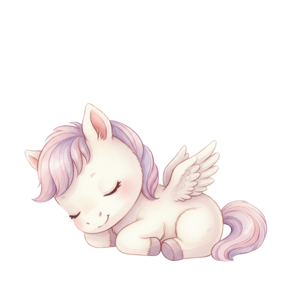 【PNG素材】大人可愛いベビープリンセス✖︎ベビーペガサスクリップアートセット(全15種/水彩スタイル/背景透過)