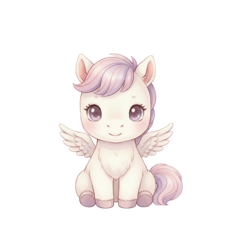 【PNG素材】大人可愛いベビープリンセス✖︎ベビーペガサスクリップアートセット(全15種/水彩スタイル/背景透過)