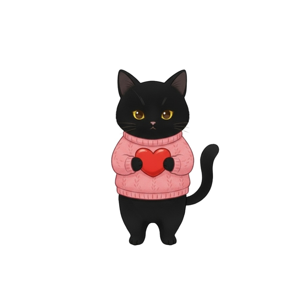 【PNG素材】大人可愛いセーターを着た猫クリップアートセット(全12種/水彩スタイル/背景透過)