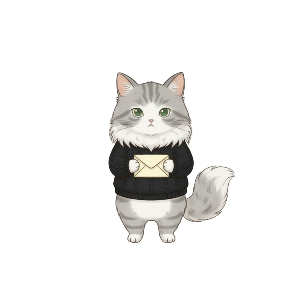 【PNG素材】大人可愛いセーターを着た猫クリップアートセット(全12種/水彩スタイル/背景透過)