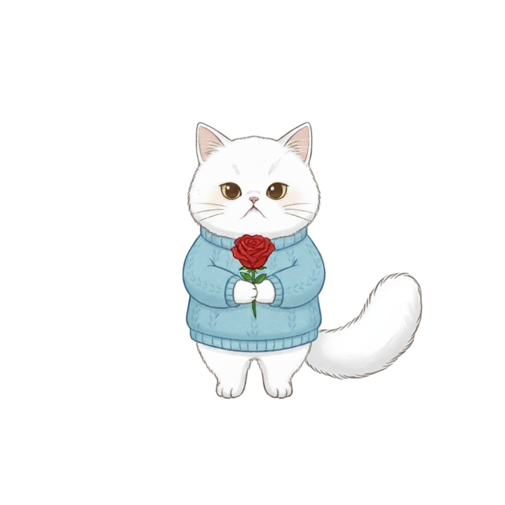 【PNG素材】大人可愛いセーターを着た猫クリップアートセット(全12種/水彩スタイル/背景透過)