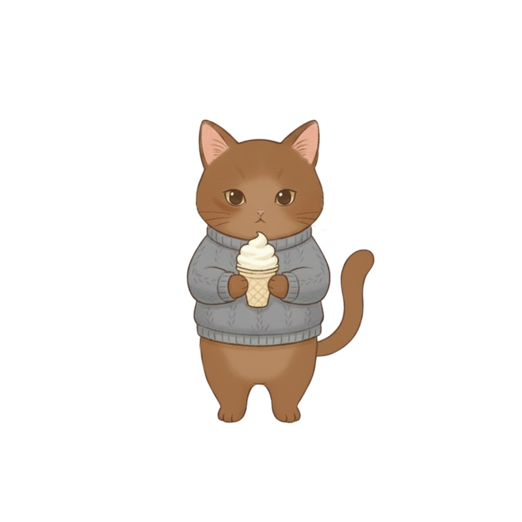 【PNG素材】大人可愛いセーターを着た猫クリップアートセット(全12種/水彩スタイル/背景透過)