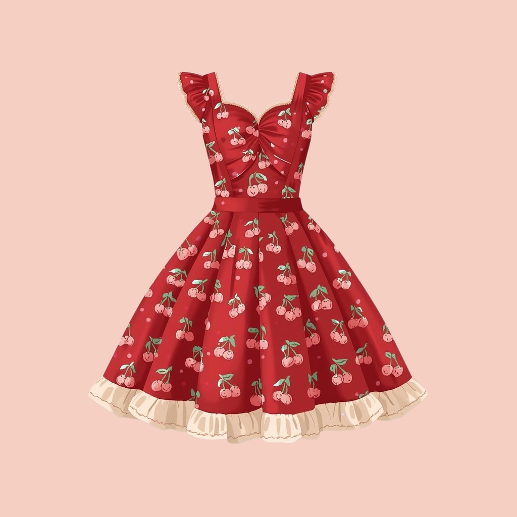 【PNG素材】大人可愛いSweet Cherry コレクションクリップアートセット(全15種/ヴィンテージスタイル/背景透過)