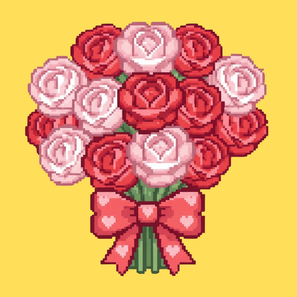 【PNG素材】大人可愛いLovely Pixelコレクション クリップアートセット(全15種/ピクセルスタイル/背景透過)