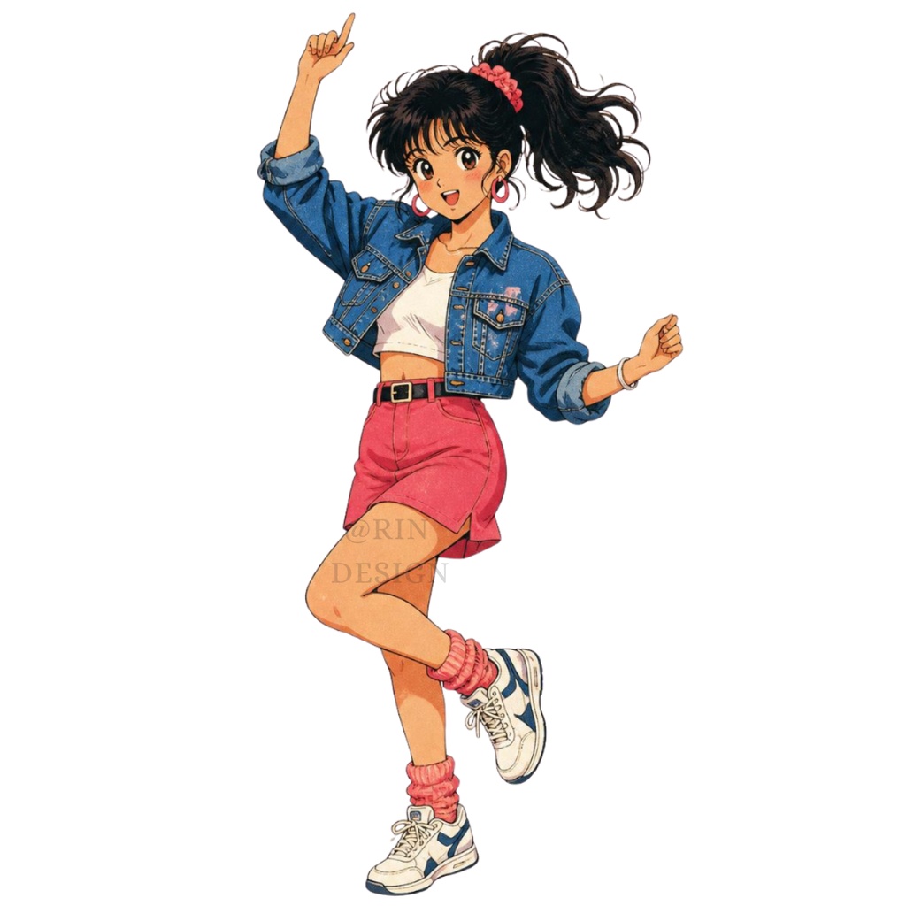【PNG素材】citypop80's vol.1コレクション クリップアートセット(全50種/背景透過)