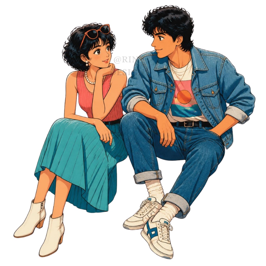 【PNG素材】citypop80's vol.1コレクション クリップアートセット(全50種/背景透過)