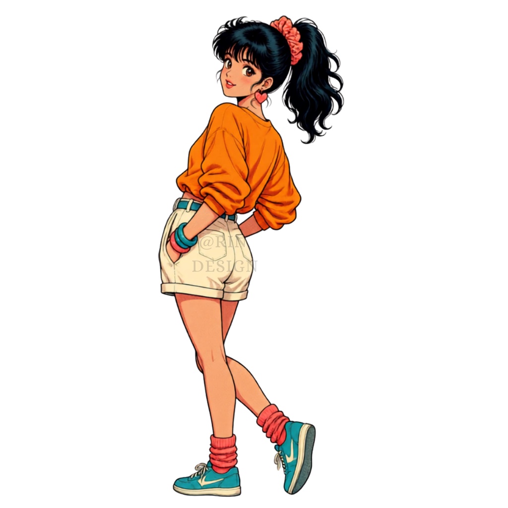 【PNG素材】citypop80's vol.1コレクション クリップアートセット(全50種/背景透過)