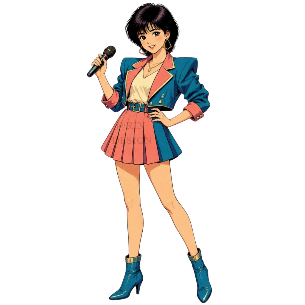 【PNG素材】citypop80's vol.1コレクション クリップアートセット(全50種/背景透過)
