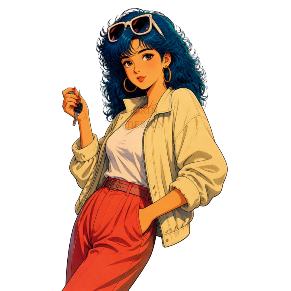 【PNG素材】citypop80's vol.1コレクション クリップアートセット(全50種/背景透過)
