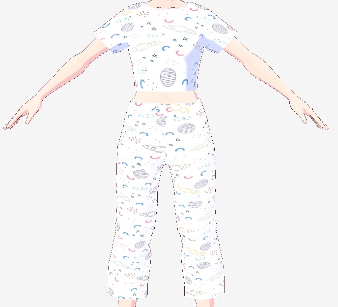 [VRChat] PJ Galaxy Combo (Crop Top & Pants) - 3D Texture