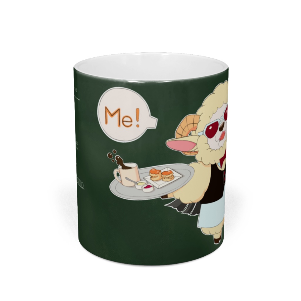 ウェイター羊マグカップ(黒板背景)